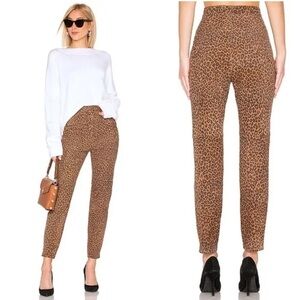 LPA SUEDE LEOPARD ANIMAL PRINT SOFT LEATHER HIGH WAIST PANTS SIZE MEDIUM